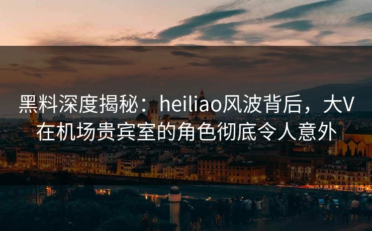黑料深度揭秘：heiliao风波背后，大V在机场贵宾室的角色彻底令人意外