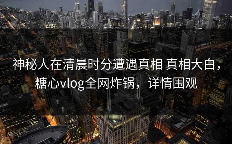 神秘人在清晨时分遭遇真相 真相大白，糖心vlog全网炸锅，详情围观