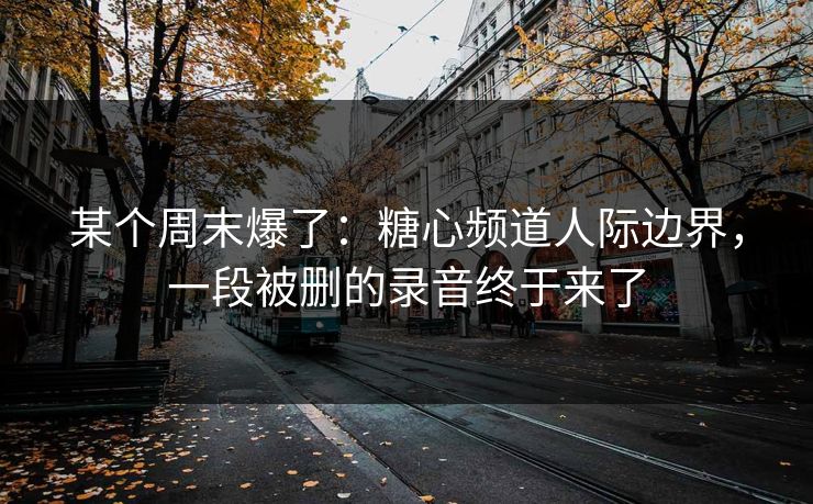 某个周末爆了:糖心频道人际边界,一段被删的录音终于来了 某个周末爆了:糖心频道人际边界,一段被删的录音终于来了